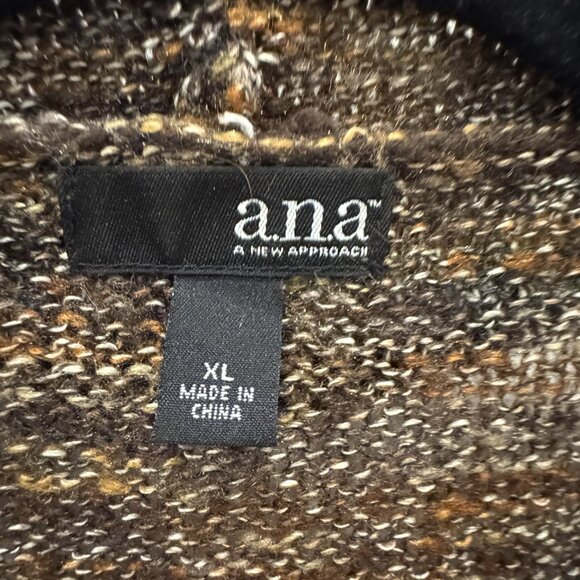 ANA Short-Sleeve Waterfall Cardigan Brown GUC - Picture 3 of 7